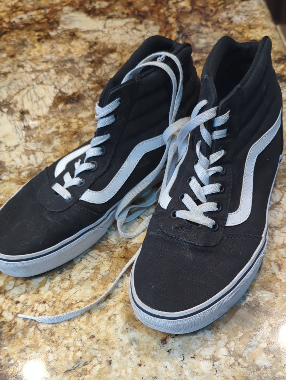 Vans Black and White High-Top Skate Sneakers